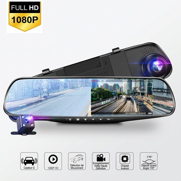 Camera de recul HD retroviseur connecte double camera - Full HD 1080P