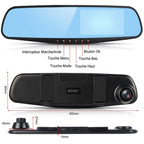 Camera de recul HD retroviseur connecte double camera - Dimensions et boutons
