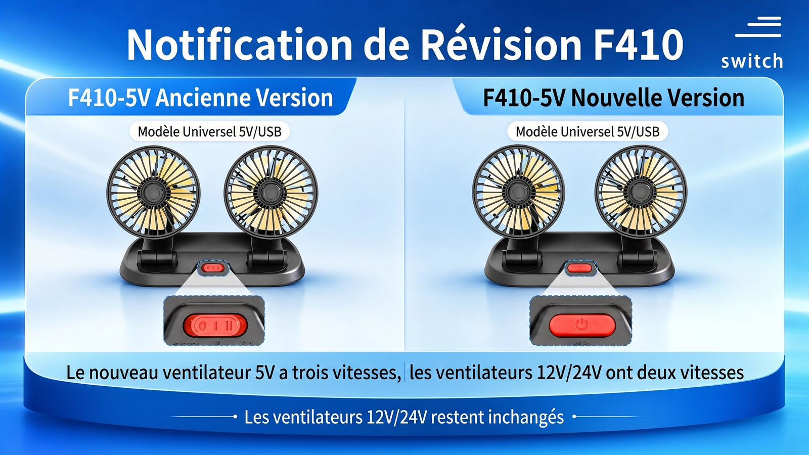 Ventilateur USB voiture silencieux refroidissement habitacle 360 - Detail version F410