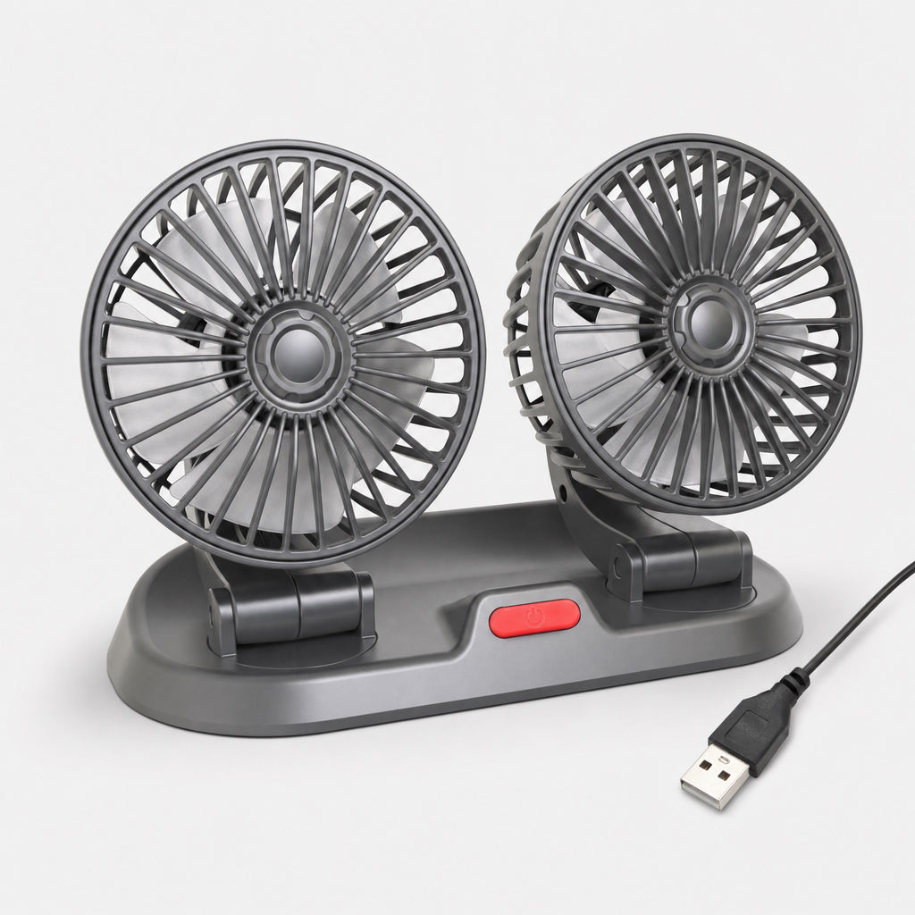 Ventilateur USB voiture silencieux refroidissement habitacle 360 - Produit deux tetes USB
