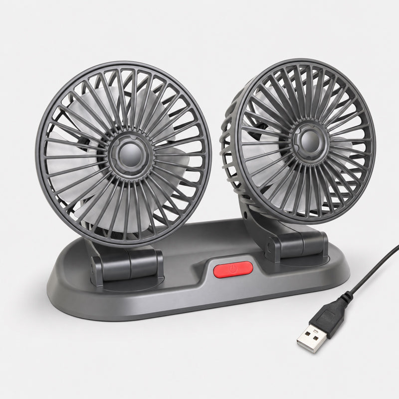 Ventilateur USB voiture silencieux refroidissement habitacle 360 - Produit deux tetes USB