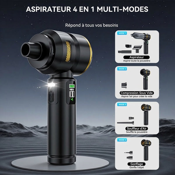 Aspirateur voiture sans fil souffle aspire 2 en 1 - Aspirateur 4 en 1 multi modes