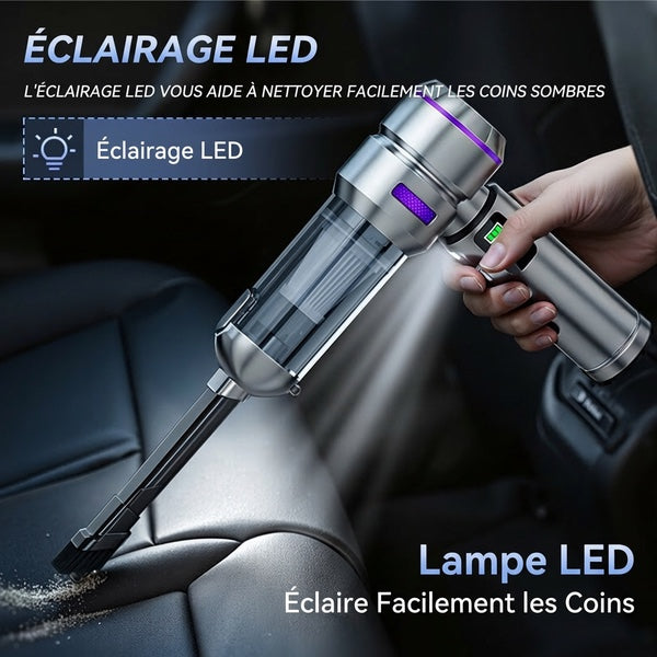 Aspirateur voiture sans fil souffle aspire 2 en 1 - Eclairage LED