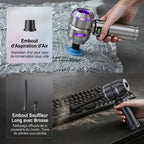 Aspirateur voiture sans fil souffle aspire 2 en 1 - Embouts aspiration et brosse
