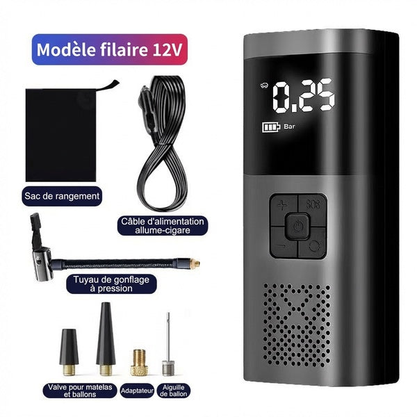 Booster batterie compresseur air 4 en 1 - Modèle filaire 12V