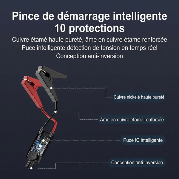 Booster batterie compresseur air 4 en 1 - Pince demarrage intelligente