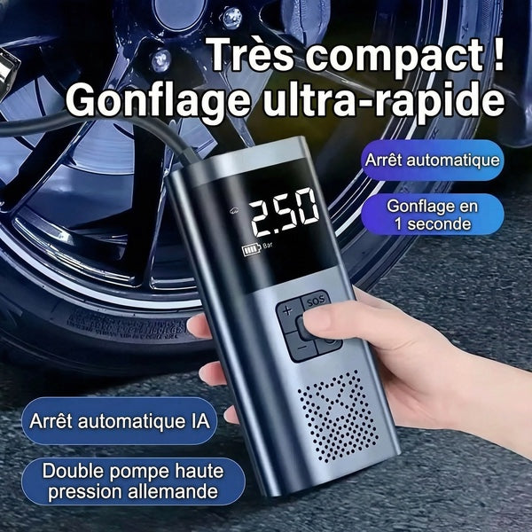 Booster batterie compresseur air 4 en 1 - Gonflage ultra rapide compact