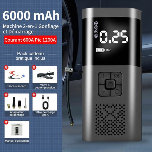 Booster batterie compresseur air 4 en 1 - Pack cable pince intelligente