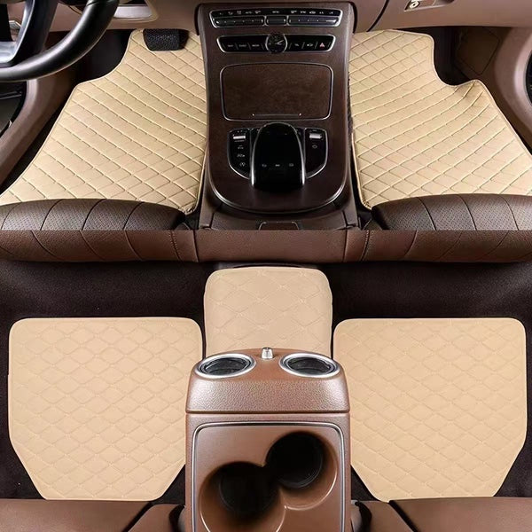 Tapis cuir 5 pièces - beige en voiture