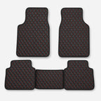 Tapis cuir 5 pièces - noir coutures rouges