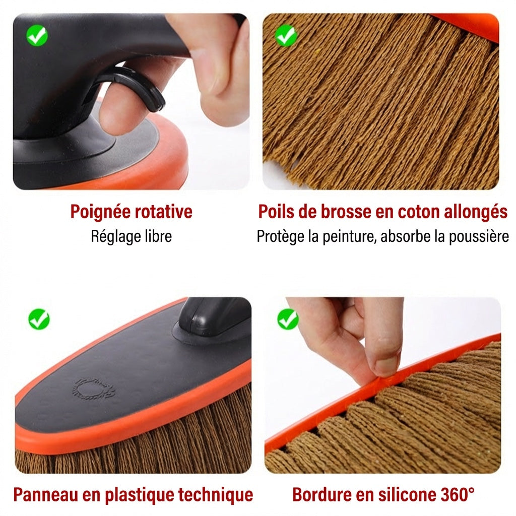 Brosse lavage voiture - détails poils et poignée