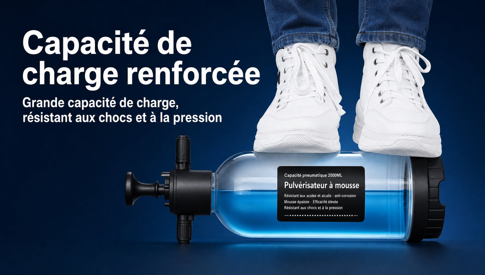 Pulverisateur mousse lavage voiture pression manuelle - Detail capacite resistance