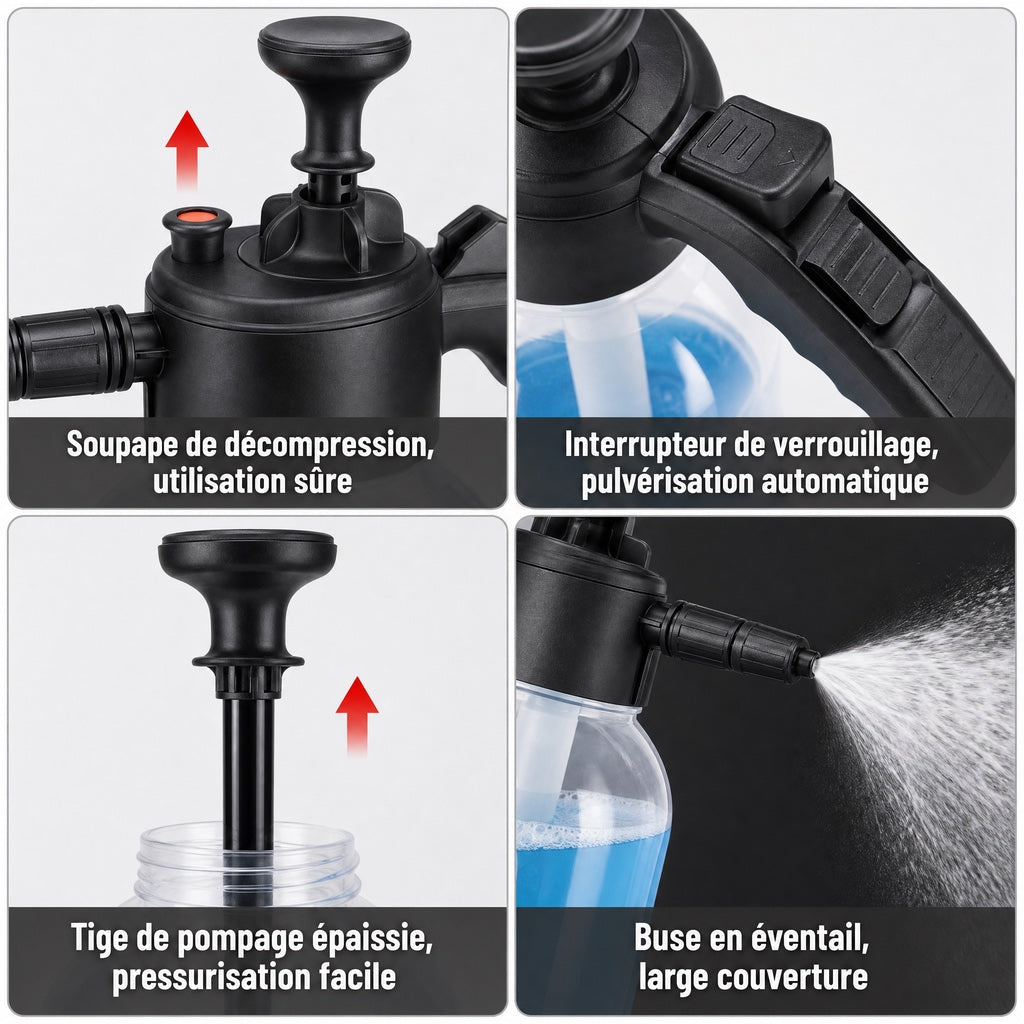 Pulverisateur mousse lavage voiture pression manuelle - Fonctions produit