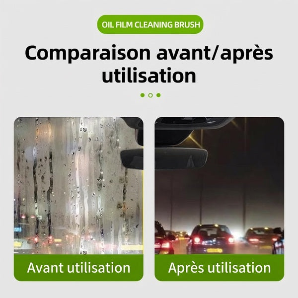 Brosse anti film gras pare brise OGAS - Comparaison avant apres
