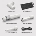 Pack avance aspirateur voiture sans fil blanc avec accessoires