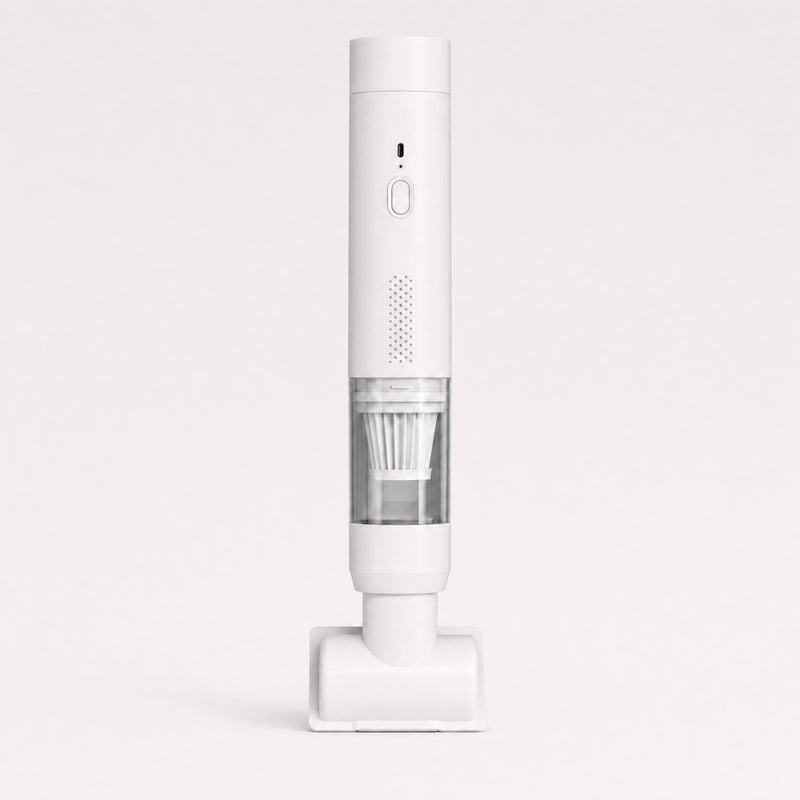 Aspirateur voiture sans fil blanc avec embout sol