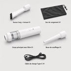 Pack aspirateur voiture sans fil blanc avec accessoires